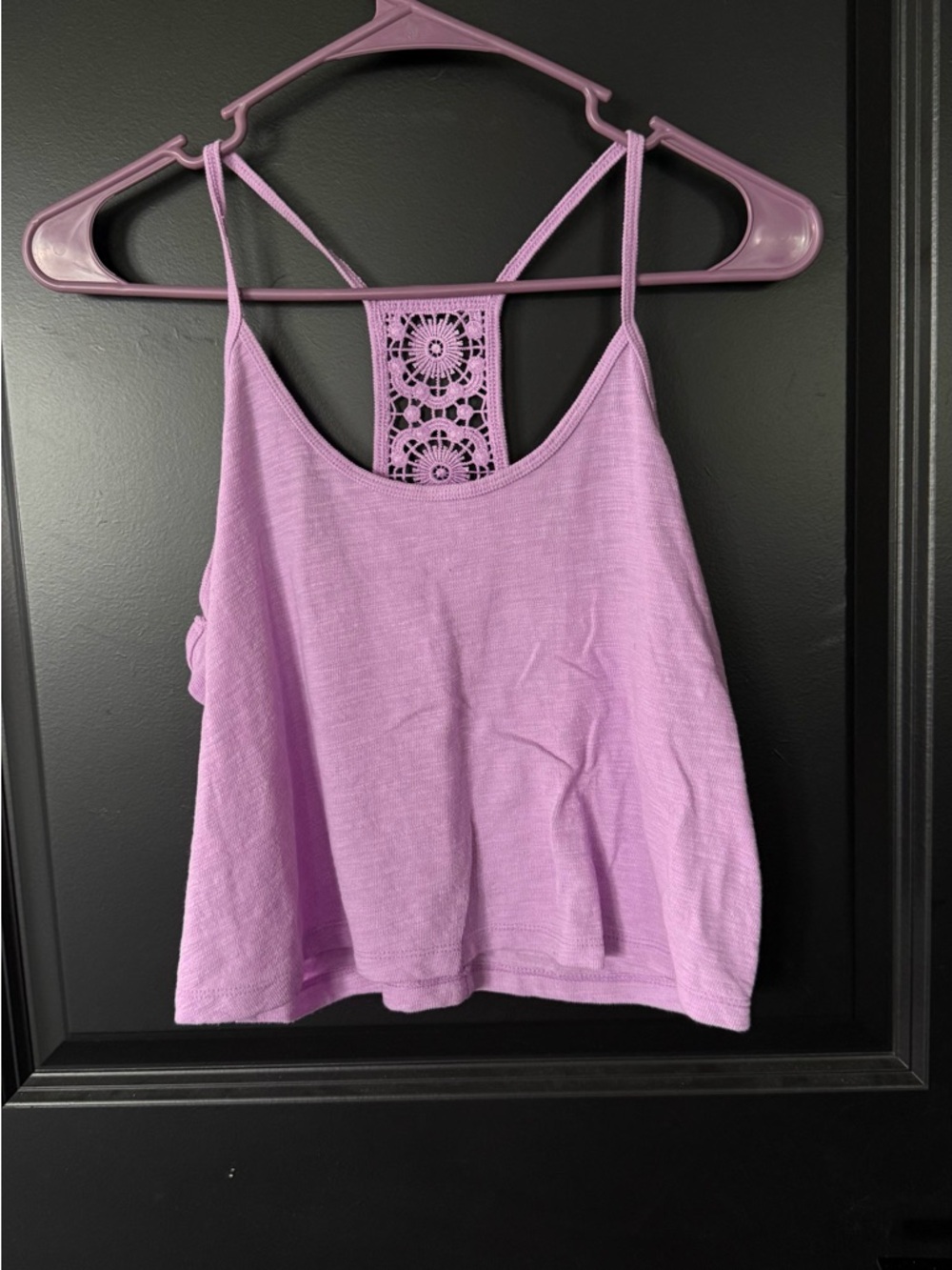 SO Lilac Crochet-Back Camisole Tank Top